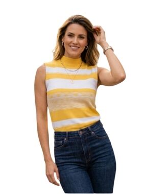 "Nine West"  Like New! Very Pretty Ribbed Turtleneck Tank – Size M